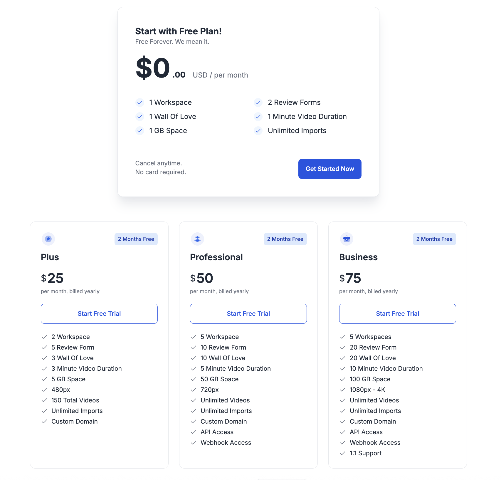 feedspace testimonial software pricing