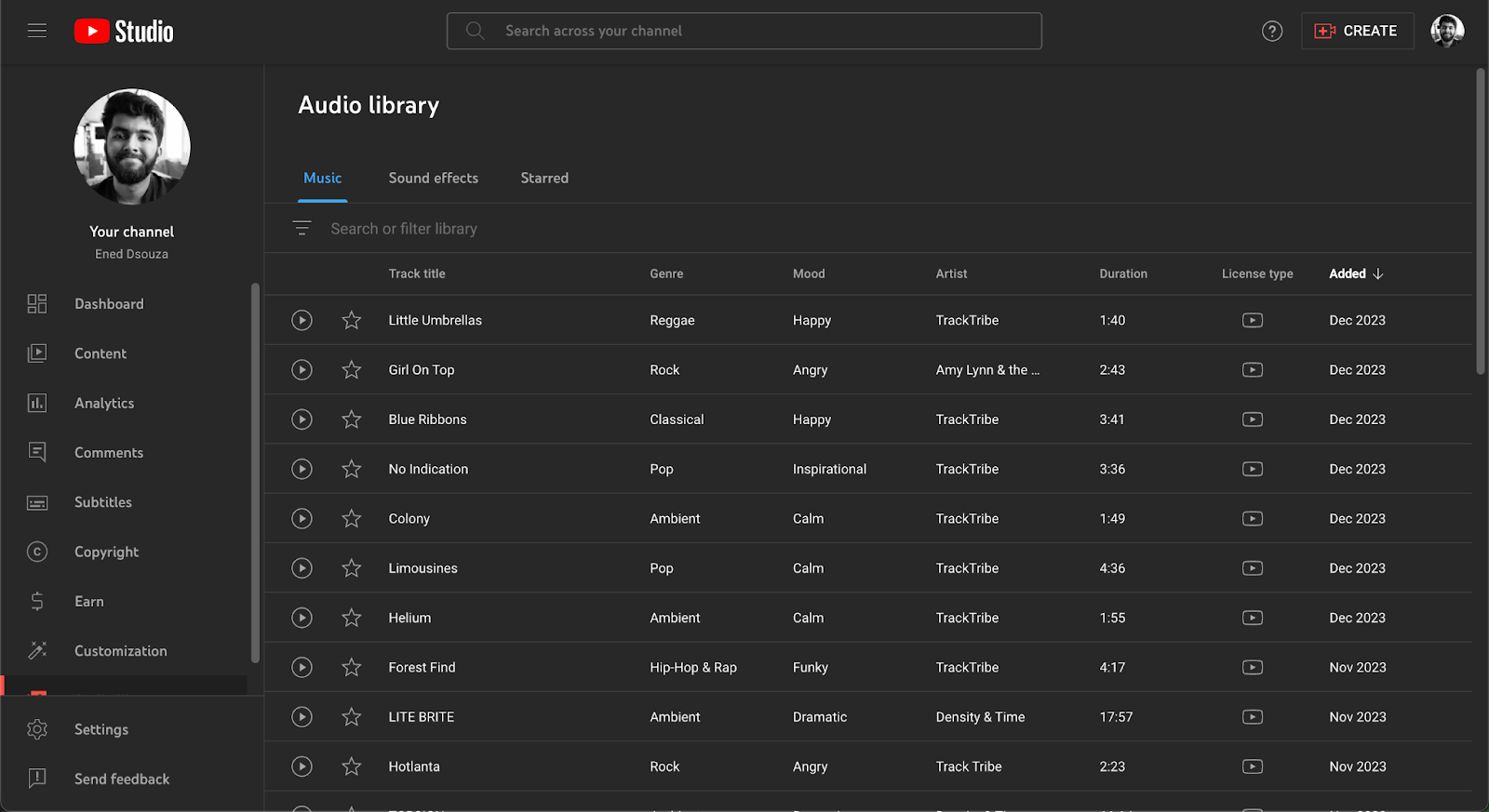 youtube audio library