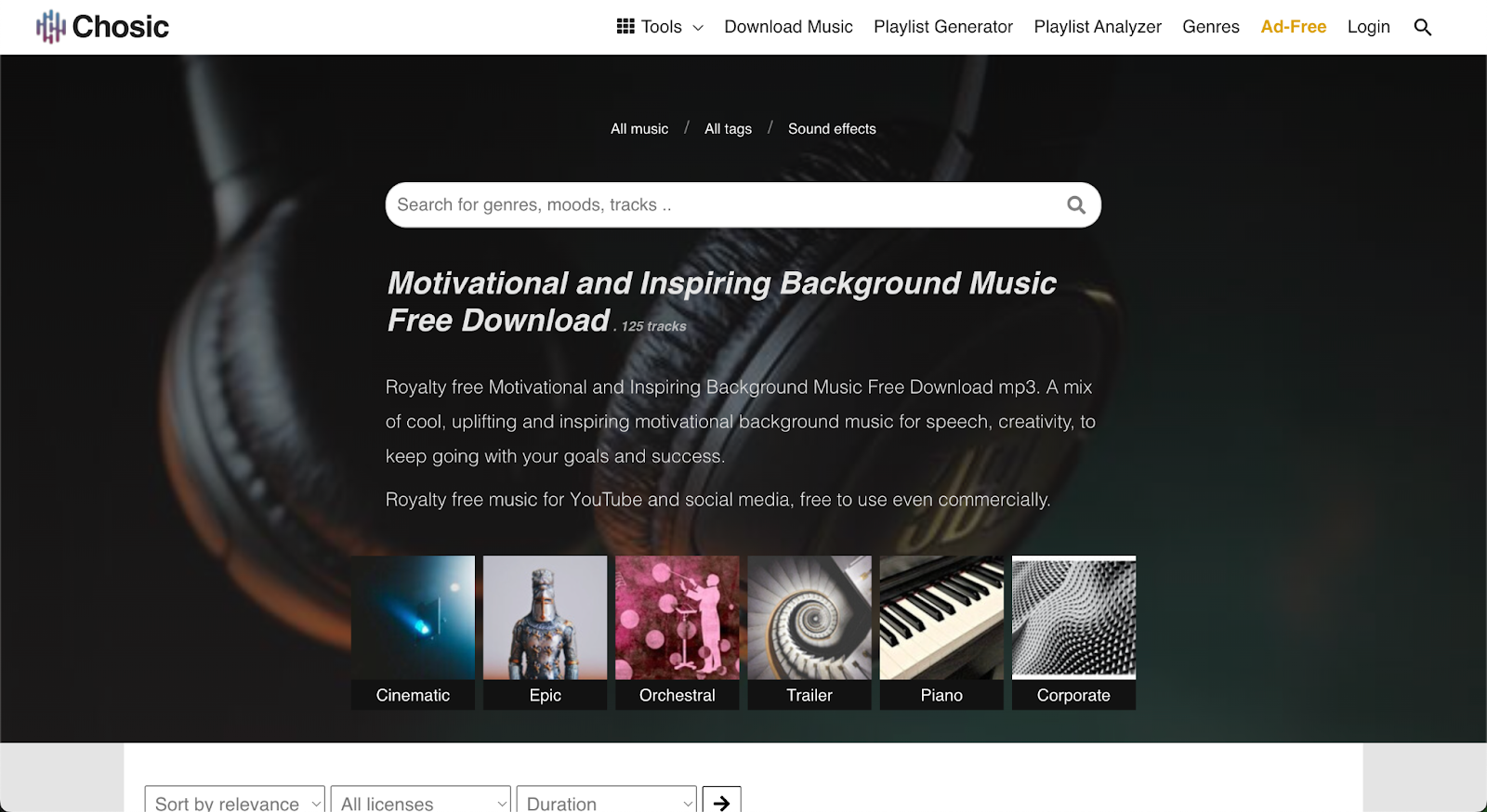 chosic royalty free music site